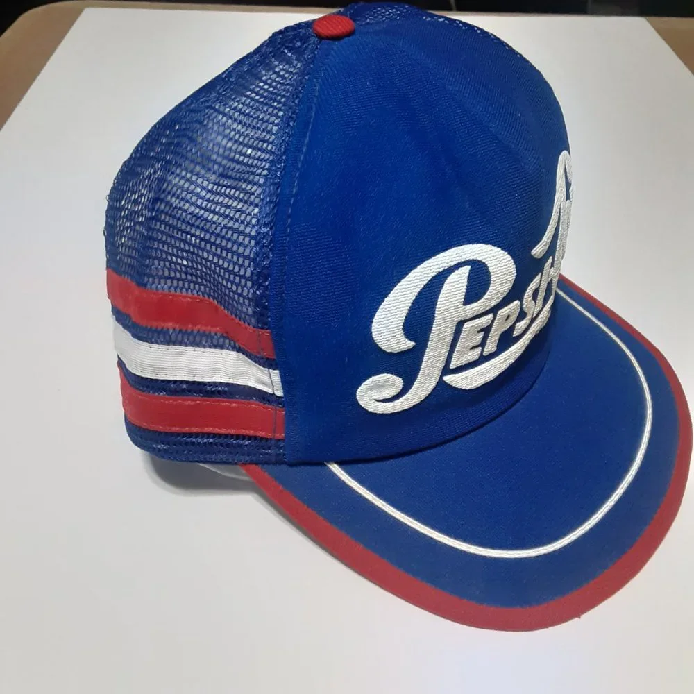 Pepsi-Cola 3 Stripe VTG Trucker Style Snapback Made in USA Hat/Cap - Picture 3 of 9